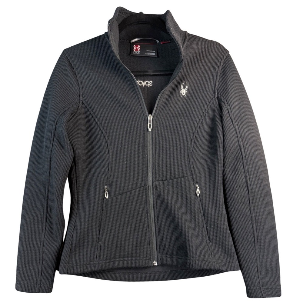 Spyder Core Sweater Jacket Womens Medium Black Full Zip Fleece Lined RN 64902